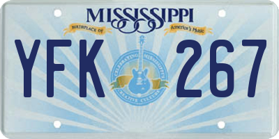 MS license plate YFK267