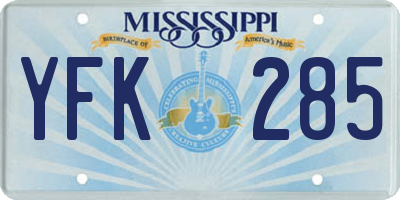 MS license plate YFK285