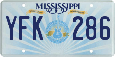 MS license plate YFK286