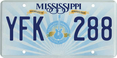 MS license plate YFK288