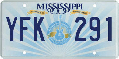 MS license plate YFK291