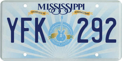 MS license plate YFK292