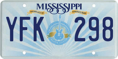 MS license plate YFK298