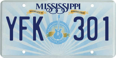 MS license plate YFK301