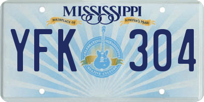 MS license plate YFK304