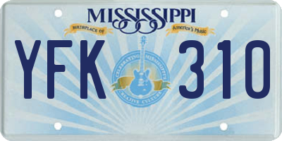 MS license plate YFK310