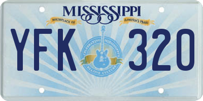 MS license plate YFK320