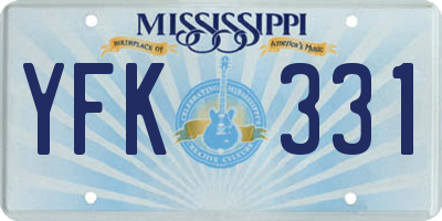 MS license plate YFK331