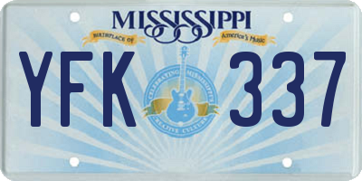 MS license plate YFK337