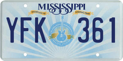 MS license plate YFK361