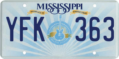 MS license plate YFK363