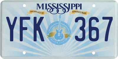 MS license plate YFK367