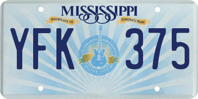 MS license plate YFK375