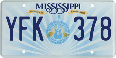MS license plate YFK378