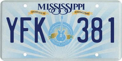 MS license plate YFK381