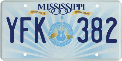 MS license plate YFK382