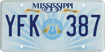 MS license plate YFK387