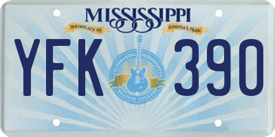 MS license plate YFK390