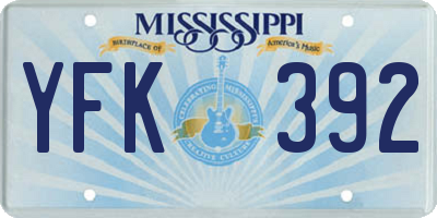 MS license plate YFK392