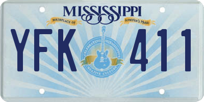 MS license plate YFK411