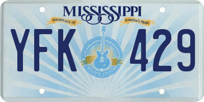 MS license plate YFK429