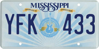 MS license plate YFK433