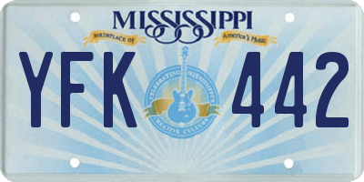 MS license plate YFK442