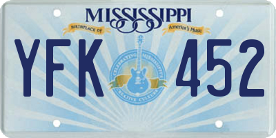 MS license plate YFK452