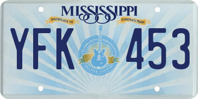 MS license plate YFK453
