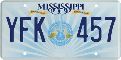 MS license plate YFK457