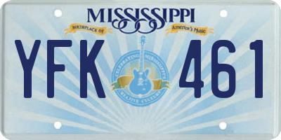MS license plate YFK461