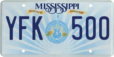 MS license plate YFK500