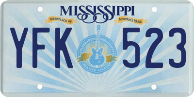 MS license plate YFK523