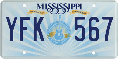 MS license plate YFK567