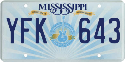 MS license plate YFK643