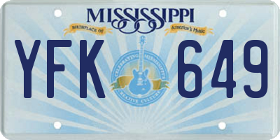 MS license plate YFK649