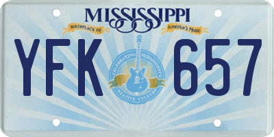 MS license plate YFK657
