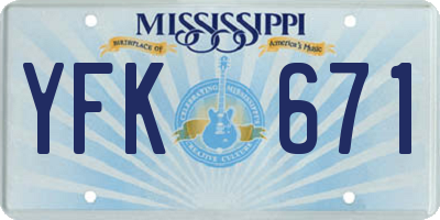 MS license plate YFK671