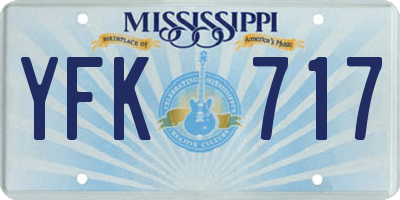 MS license plate YFK717