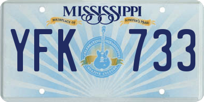 MS license plate YFK733