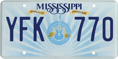 MS license plate YFK770