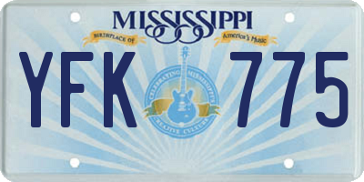 MS license plate YFK775