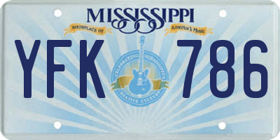 MS license plate YFK786