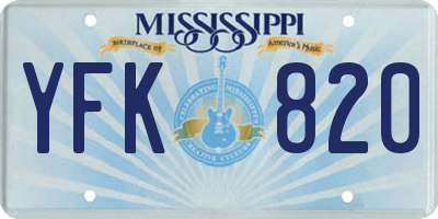 MS license plate YFK820