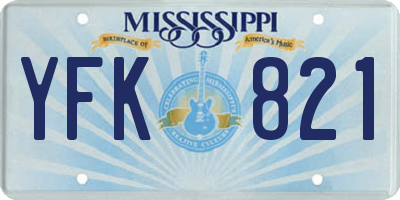 MS license plate YFK821