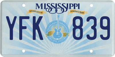 MS license plate YFK839
