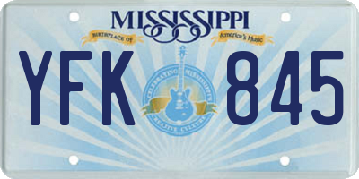 MS license plate YFK845