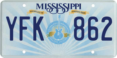 MS license plate YFK862