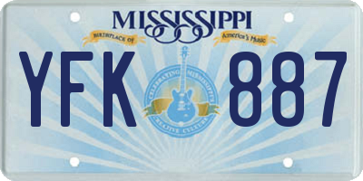 MS license plate YFK887
