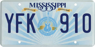 MS license plate YFK910